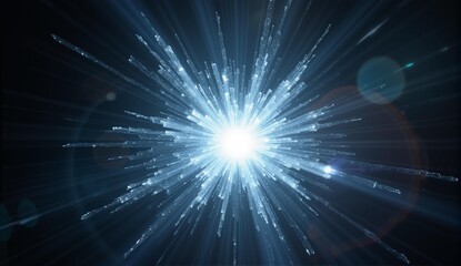 A dazzling explosion captured as frozen crystals and brilliant lens flares emanate outwards. Intense visual spectacle., ultra detailed, 8k resolution, HDR, professional