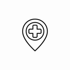hospital location pin icon sign vector