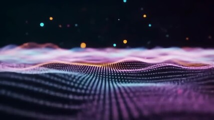 Animated glowing digital terrain with rolling neon waves and flowing light pulses, immersive and highly detailed - Powered by Adobe