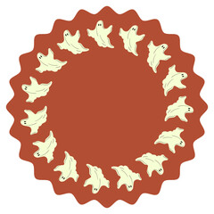 Wreaths for Halloween celebration with cute ghosts Vector holiday illustration Decor for October 31st