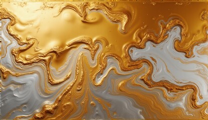 Fototapeta premium Luxurious abstract art featuring swirling liquid platinum and gold. High contrast, viscous flow, sharp focus, professional studio lighting., ultra detailed, 8k resolution, HDR, professional