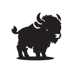 Cute Baby American Bison SVG Silhouette with Chubby Body and Oversized Head Black Vector for Cricut Stickers Shirts and Crafts