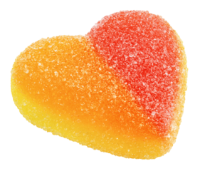 Gummy candy heart, isolated on white background, full depth of field
