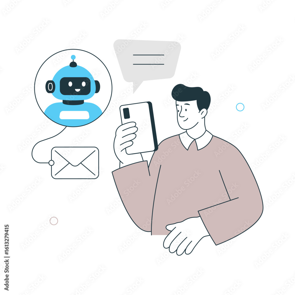 Poster automated email responses vector illustration. eps 10 file