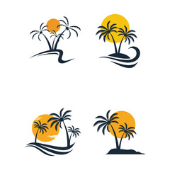Tropical island illustration design template palm tree logo © Roli