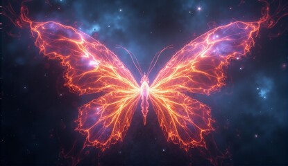 A stunning nebula shaped like a colossal butterfly, radiating intense light from countless nascent stars within its wings., ultra detailed, 8k resolution, HDR, professional