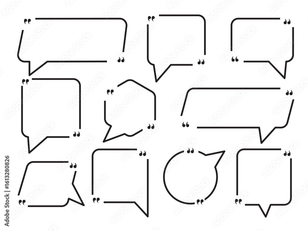 Poster set of yellow comment speech bubble on transparent background. chat message speech bubble on transpa