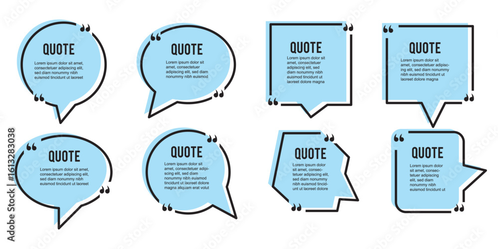 Poster speech bubble icons in yellow. quote background and message box pack. vector set