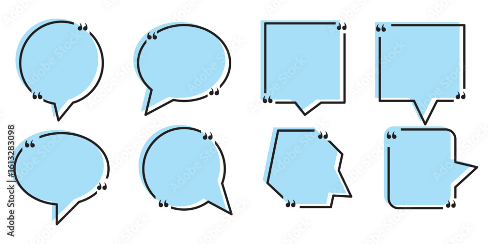 Poster speech bubble icons in yellow. quote background and message box pack. vector set