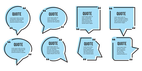 Speech bubble icons in yellow. Quote background and message box pack. Vector set