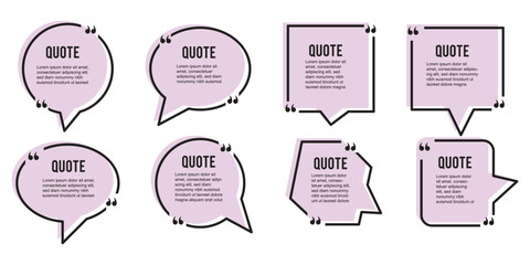 Speech bubble icons in yellow. Quote background and message box pack. Vector set