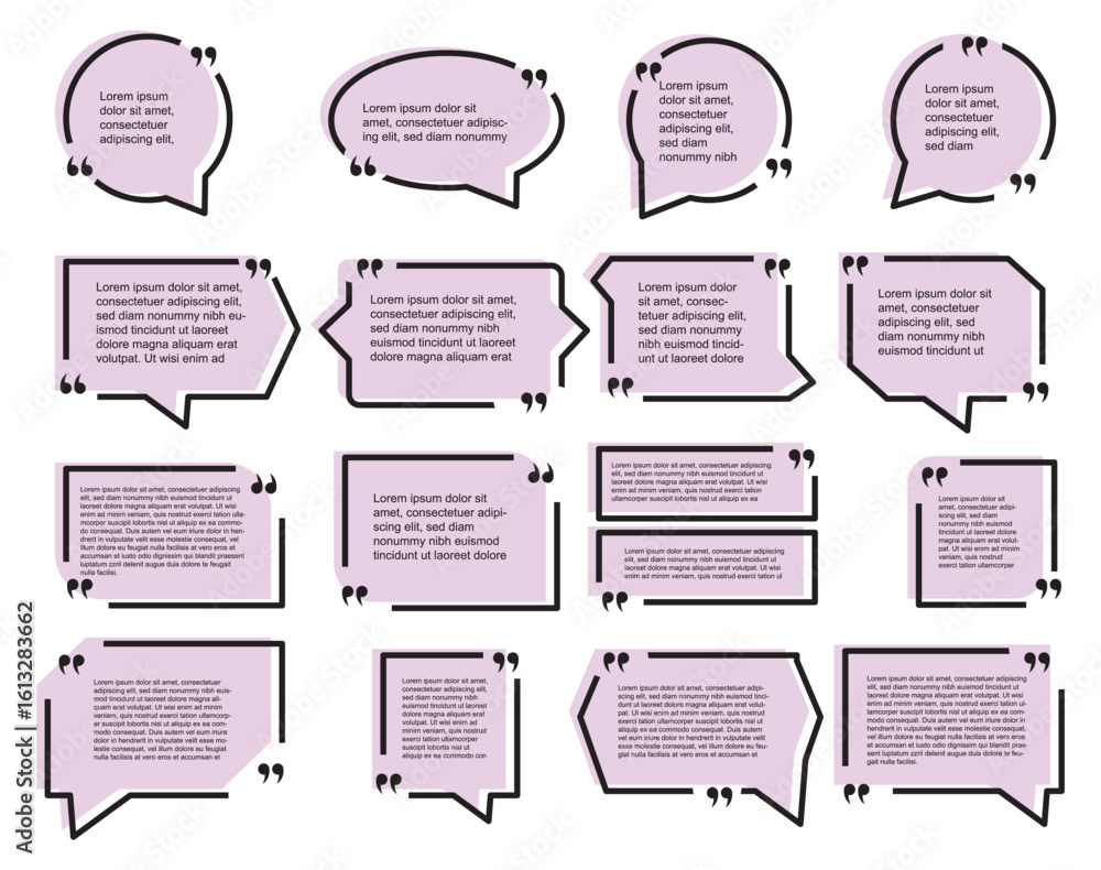 Poster quote text in speech bubble. quote box icon. blank template quote text info design boxes quotation b