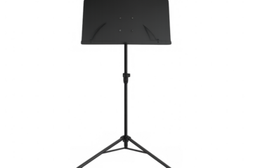 Black music or microphone stand with transparent background, ready for use in any musical context