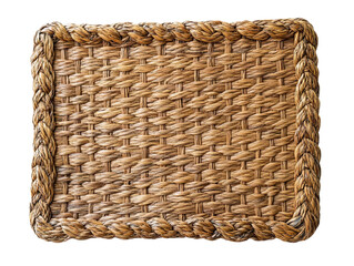 Woven natural fiber square coaster isolated on white background