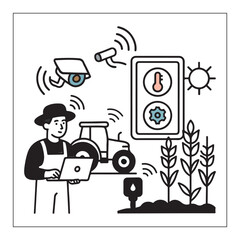 Smart Agriculture Vector Illustration – Modern Farming with IoT and AI Technology