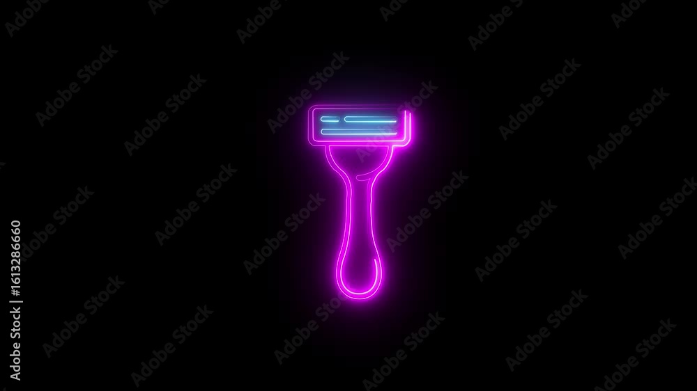 Poster animated razor icon. tool for body bristle removal animation. motion graphic animation. shaver icon 