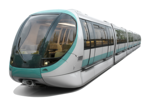 Innovative train technology urban transit modern design. Isolated on transparent background, png. isolated on transparent background, png