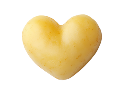 A single yellow heart shaped fruit isolated on a white background