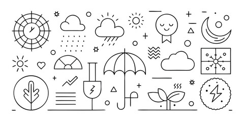 Vector art of a collection of weather and nature icons