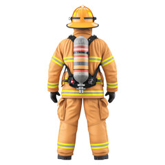 Fototapeta premium Professional Firefighter in Protective Gear Preparing for Action, isolated on transparent background.