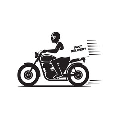 Fototapeta premium A silhouette of a motorcycle delivering with speed, isolated on white background 