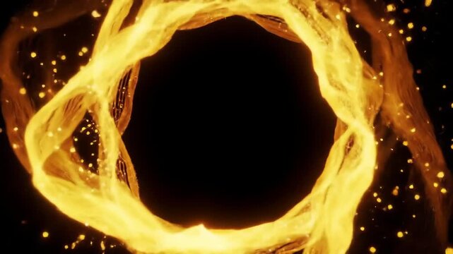 Luminous Golden Energy Ring Pulsing and Spiraling Gently in the Void