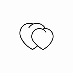 two hearts overlapping icon sign vector