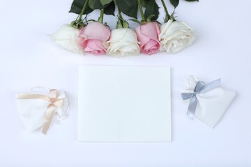 Empty blank sheet, place for text, postcard, roses, day, free space, top view