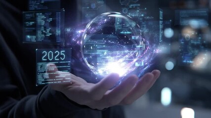 Glowing Holographic Globe In Hand Futuristic Technology - Powered by Adobe