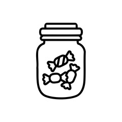 Halloween candy jar icon for spooky treats, trick-or-treat design and party decor