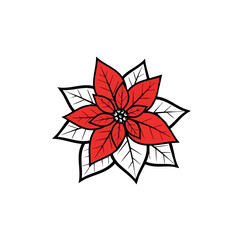 Poinsettia flower icon for Christmas decor, holiday cards and winter design