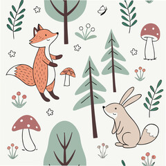 Whimsical Hand Drawn Seamless Pattern