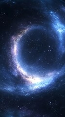 Obraz premium Vast cosmic nebula swirls with brilliant blue and white light against a starry expanse