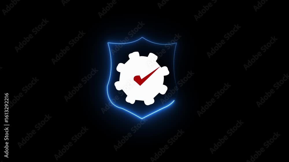 Poster neon light effect animation of a security icon security, tokenization, and fraud detection . securit