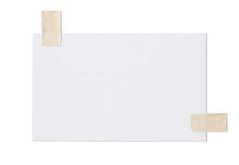 Empty note paper mockup isolated in transparent background. Message reminder card template. White paper with brown adhesive tape. Business office stationery object - isolated design element