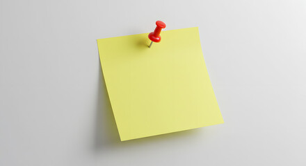 Pale Yellow Note Pad Secured by a Red Pushpin