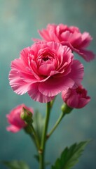 Fototapeta premium Close-up of vibrant carnations, softly blurred background suggesting a tranquil spa-like atmosphere Perfect for relaxation, aromatherapy, floral design, and wellness concepts , tranquility, nature