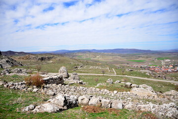 TURKIYE,HATTUSA.It was the capital of the Hittite Empire in the late Bronze Age The earliest traces of settlement on the site are from the sixth millennium BC.In the photoThe Great Temple in the inner