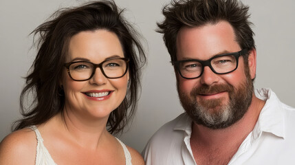 Fototapeta premium Joyful Affinity: Smiling Couple's Casual Portrait