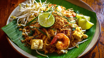 Delicious pad thai cooking class thailand food photography indoor close-up culinary art