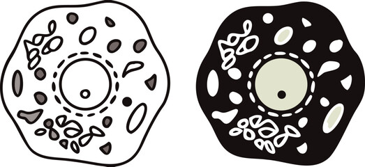 Cell Icons. Black and White Vector Illustration. Elementary Unit Of The Structure Of Living Organisms. Biology, Medicine. Concept Anatomy
