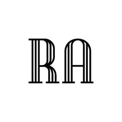 RA monogram logo design letter text name symbol monochrome logotype alphabet character simple logo