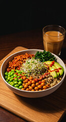 Nourish Bowl with Couscous, Broccoli, and Baked Vegetables