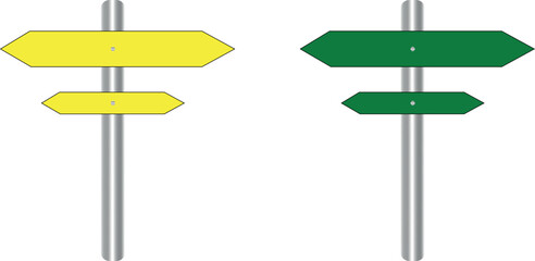 Road signs point in different directions, making business choices with vector road signpost arrows