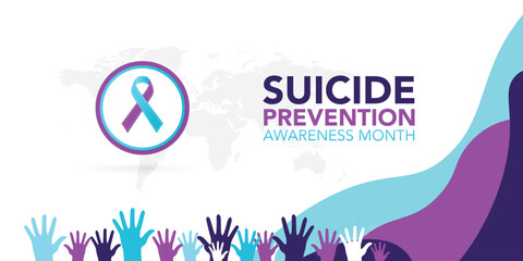 September National Suicide Prevention Awareness Month background. Holiday concept with text and standard colors. Ideal for banners, posters, placards, cards and awareness designs