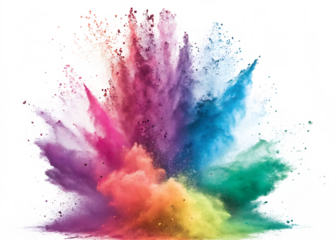 rainbow dust powder explosion isolation on background white