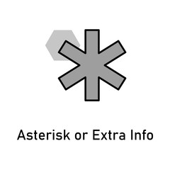 Extra Info Icon &ndash; Asterisk Symbol, Note, Highlight, Info, Important Mark, Footnote, Detail Tag, Alert, Emphasis, Marker