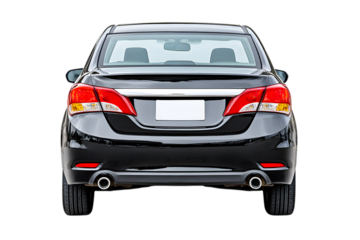 Rear View Shiny Black Sedan Passenger Automobile Transportation Object. Ai Generated Images