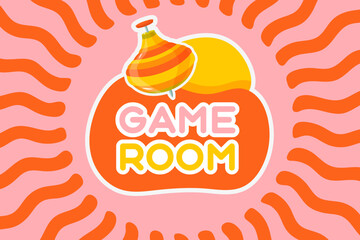 Vector cartoon image of signboard for children's areas or children's rooms. Concept of entertainment and games for children. Element for your design