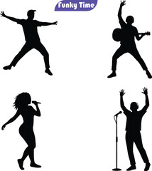 Dynamic Vector Silhouettes of Musicians and Performer: Capturing the Energy of Music, Concerts, and Live Performances for Diverse Creative Projects.